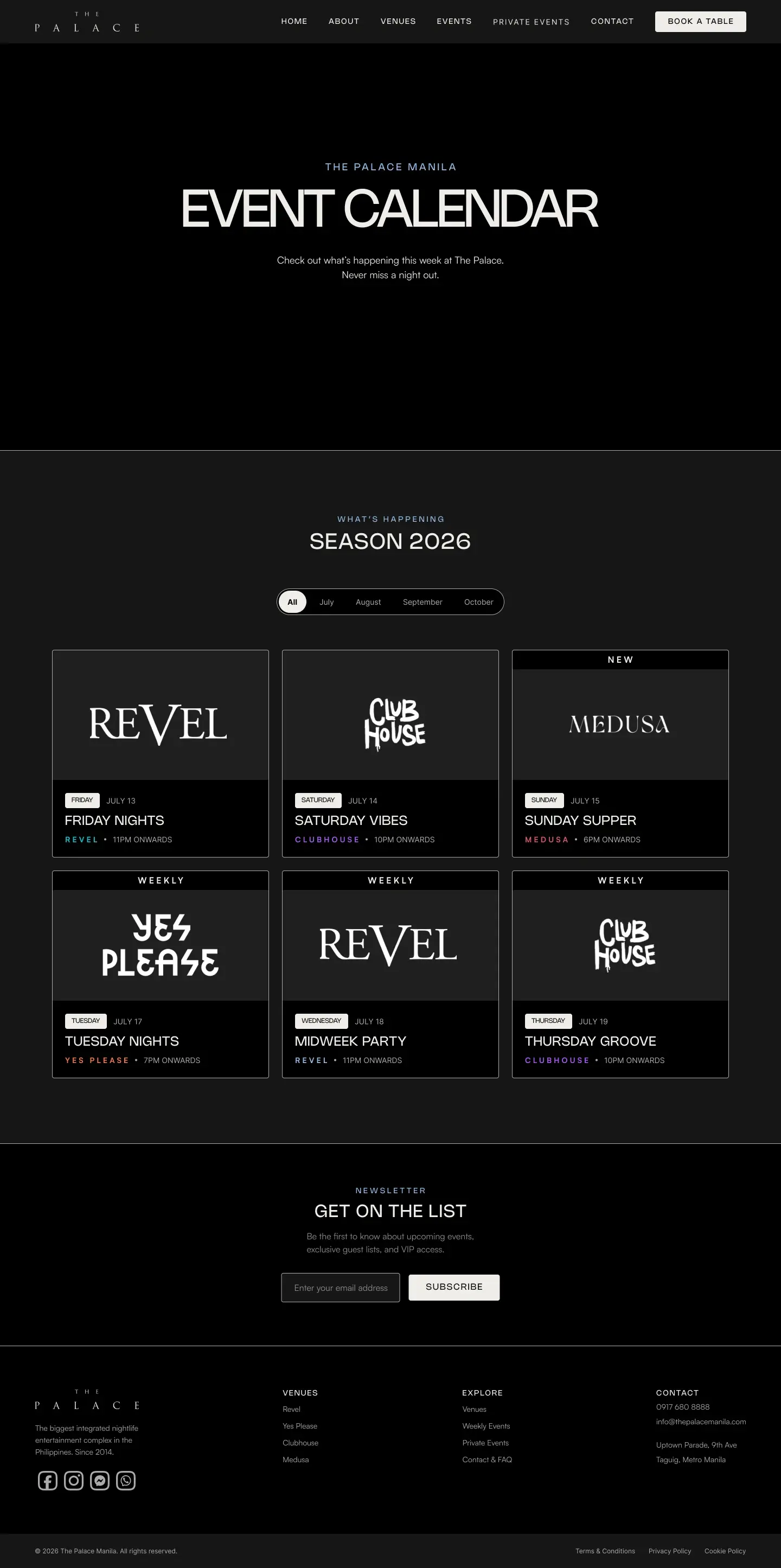 The Palace Manila event calendar mockup